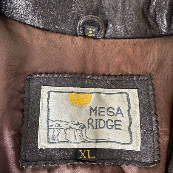 Vtg Mesa Ridge Brown Leather Bomber Jacket Mens Sz XL Motorcycle 90s Distressed - Picture 4 of 16